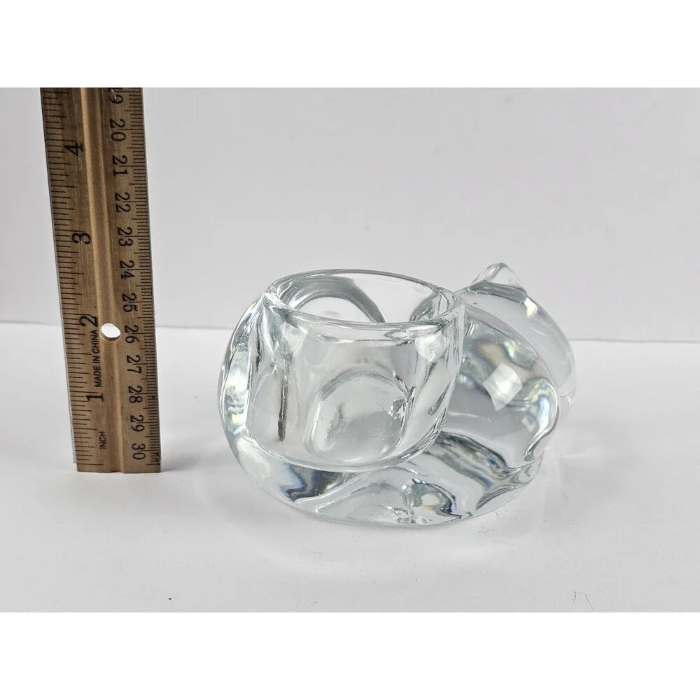 Indiana Glass Candle Holder Sleeping Cat Kitten Votive Tea Light Paperweight W53